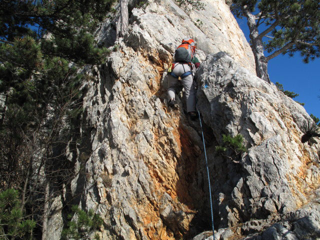 Fredsteig: Daniela in der f&uuml;nften Seill&auml;nge