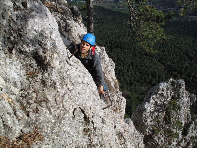 Wildenauer-Klettersteig: Gregor in der Schlusswand