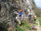 Klettersteig der Naturfreunde Gumpoldskirchen: Daniela im Einstieg