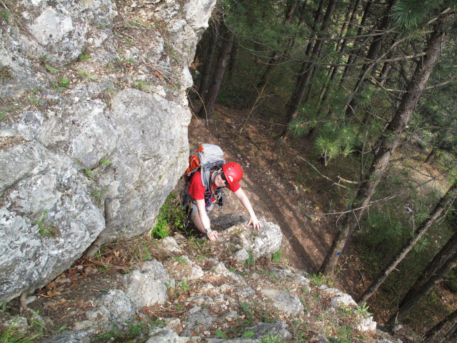 Tirolersteig: Daniela in der 1. Seill&auml;nge