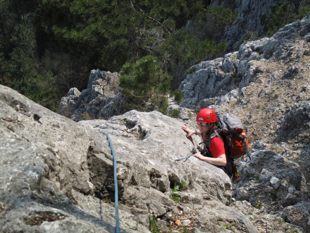 Tirolersteig: Daniela in der 5. Seill&auml;nge