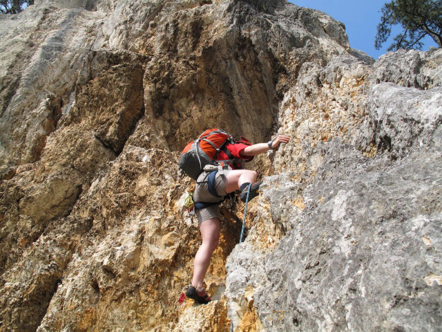 Tirolersteig: Daniela in der 9. Seill&auml;nge