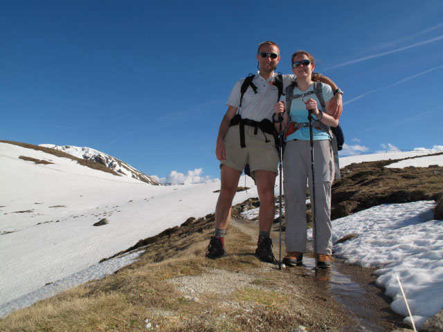 Ich und Daniela auf Weg 4 zwischen Kratzberger See und Missensteiner Joch (22. Mai)