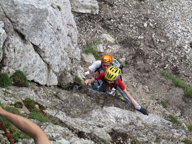 Heli-Kraft-Klettersteig: Erich und Richard im Einstieg