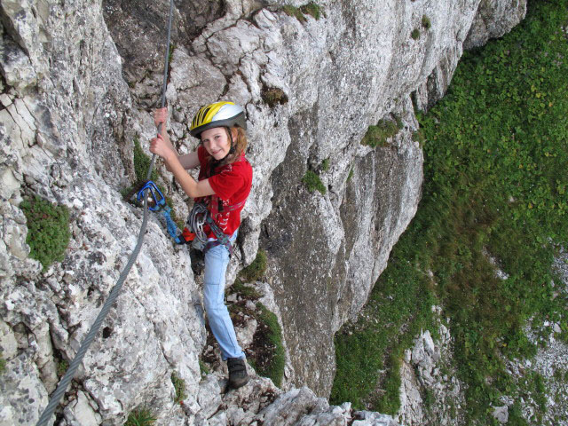 Heli-Kraft-Klettersteig: Richard zwischen Nepalbrücke und 1. Seilbrücke