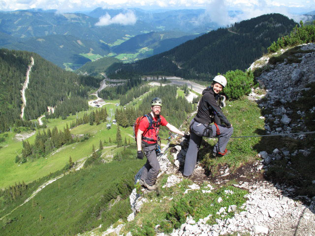 Heli-Kraft-Klettersteig: Norbert und Elonora beim 2. Notausstieg