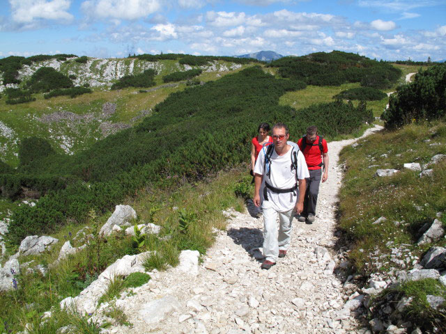 Elonora, Erich und Norbert zwischen Bergstation der 4er Sesselbahn Hochkar-Vorgipfel und Hochkar