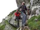 Heli-Kraft-Klettersteig: Norbert und Elonora zwischen Holzpendelbrücke und 1. Notausstieg