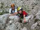 Heli-Kraft-Klettersteig: Erich und Richard zwischen Holzpendelbrücke und 1. Notausstieg