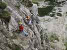 Heli-Kraft-Klettersteig: Richard und Erich zwischen Holzpendelbrücke und 1. Notausstieg