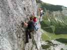 Heli-Kraft-Klettersteig: Reinhard, Richard und Erich zwischen Holzpendelbrücke und 1. Notausstieg