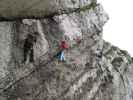 Heli-Kraft-Klettersteig: Reinhard, Richard und Erich zwischen Holzpendelbrücke und 1. Notausstieg