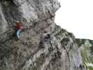 Heli-Kraft-Klettersteig: Richard und Erich zwischen Holzpendelbrücke und 1. Notausstieg