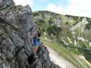 Heli-Kraft-Klettersteig: Erich, ?, Richard und Reinhard auf der Nepalbrücke