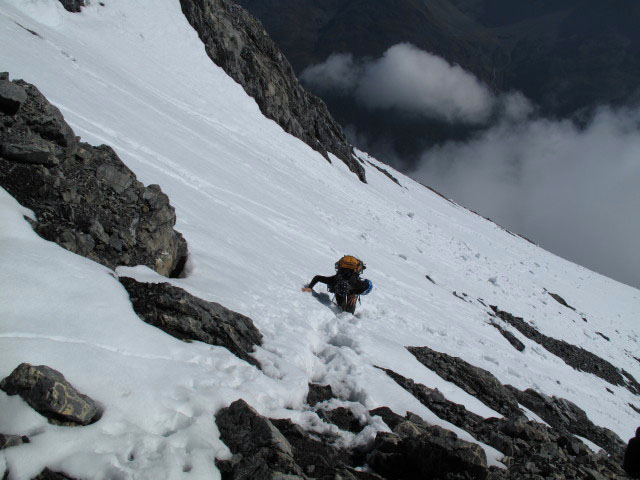 Irene am Hintergrat am 1. Eisfeld (21. Aug.)