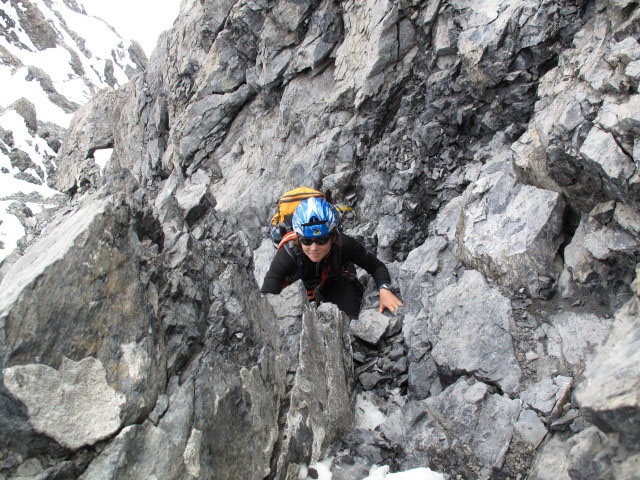 Irene am Hintergrat zwischen 2. Eisfeld und Ortler (21. Aug.)