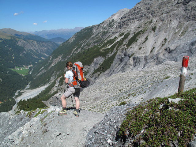 Daniela am Dreifernerweg zwischen Niederem Ortlerferner und Trafoier Ferner (22. Aug.)