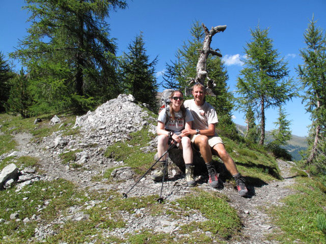 Daniela und ich am Dreifernerweg zwischen Trafoier Ferner und Madatschferner (22. Aug.)