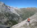 Daniela auf Weg 18 zwischen Tabarettascharte und Berglhütte (22. Aug.)