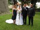 Daniela, Nadja, Udo und Matthias bei der Pfarrkirche Zillingdorf, 241 m (28. Aug.)