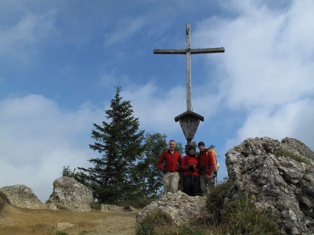Ich, Gudrun und Christoph am Vorgipfel des Hochh&auml;drich (4. Sep.)