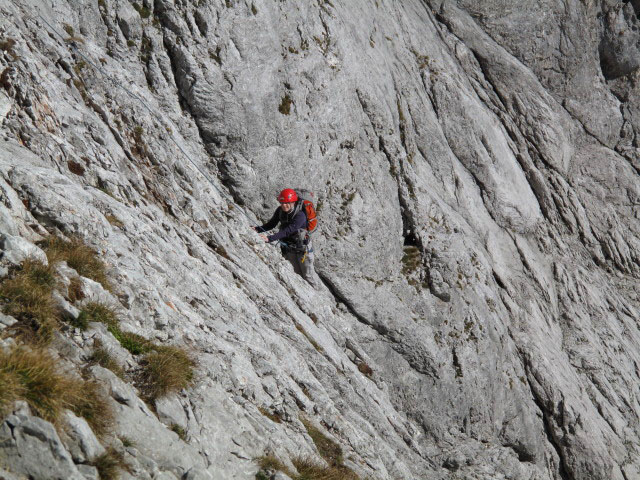 Baumgartnerweg: Daniela in der 5. Seillänge der Variante (9. Okt.)