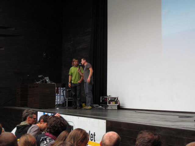 Chris und Andreas im Audimax der Universit&auml;t Wien