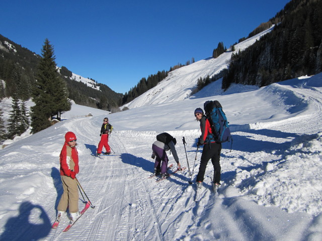 Marion, Lea, Hanna und Martina auf der Hintenbachalm, 1.141 m (1. Jän.)