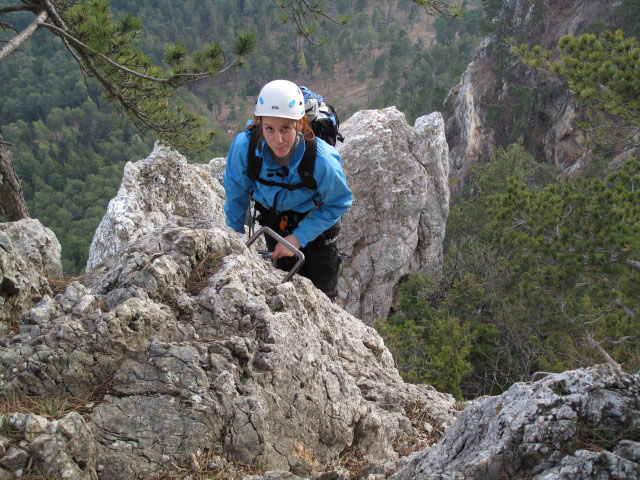 Wildenauer-Klettersteig: Romana im Ausstieg