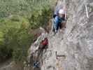 Wildenauer-Klettersteig: Gregor, Carmen und Romana vor der Schlüsselstelle