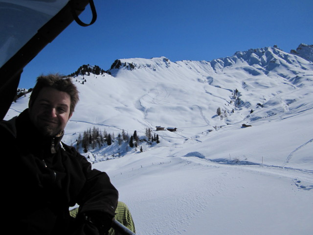 Markus im Sessellift Punta d'Oro (21. März)