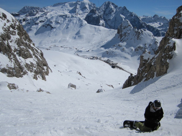 Markus zwischen Forcella Pordoi und Passo Pordoi (24. März)