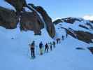 Doris, ?, Christoph, Georg, Eva und Ewald zwischen Rifugio Cesare Branca und Ghiacciaio dei Forni (19. Apr.)