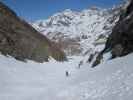 Doris, Ewald, Georg und Eva zwischen Ghiacciaio dei Forni und Rifugio Cesare Branca (21. Apr.)