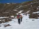 Ewald, Doris, Eva, Gudrun, Georg und Christoph zwischen Ghiacciaio dei Forni und Rifugio Cesare Branca (21. Apr.)