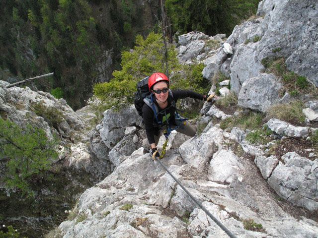 Drachenwand-Klettersteig: Carmen in der Gipfelwand