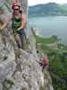 Drachenwand-Klettersteig: Carmen nach der Hängebrücke