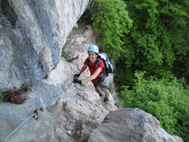 Währinger Klettersteig: Katarina in der Nische