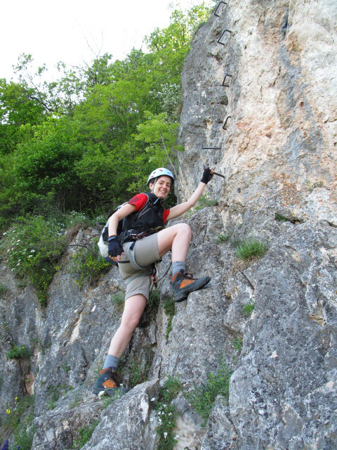 Ganghofer-Klettersteig: Katarina im Einstieg