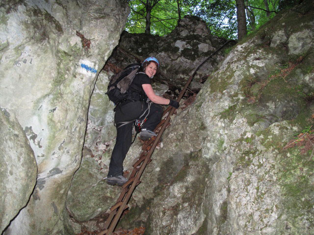 Waldegger Steig: Doris im Ausstieg