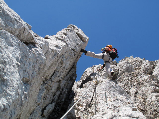 HTL Wels-Klettersteig: Andreas in der Schlüsselstelle