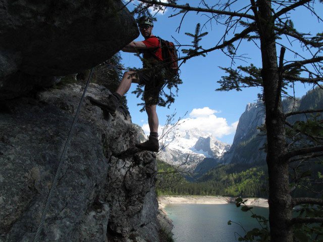 Laserer alpin-Klettersteig: Norbert am Balkon