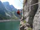 Laserer alpin-Klettersteig: Norbert in der Nasenquerung