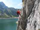 Laserer alpin-Klettersteig: Norbert in der Nasenquerung