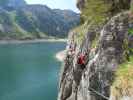 Laserer alpin-Klettersteig: Erich und Norbert in der Nasenquerung