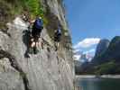 Laserer alpin-Klettersteig: Sabrina und Romana in der Nasenquerung