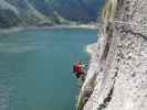 Laserer alpin-Klettersteig: Norbert in der Panoramaquerung