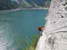 Laserer alpin-Klettersteig: Norbert in der Panoramaquerung