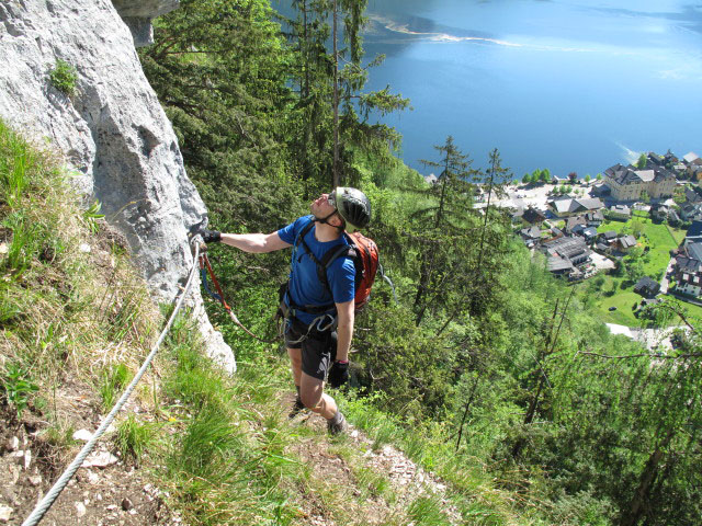 Echernwand-Klettersteig: Norbert vor der Panoramaleiter