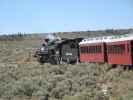 No. 489 mit San Juan Express #216 der Cumbres & Toltec Scenic Narrow-Gauge Railroad zwischen Hangmans Trestle und Lava Loop (29. Mai)